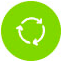 Green circle icon with circular arrows